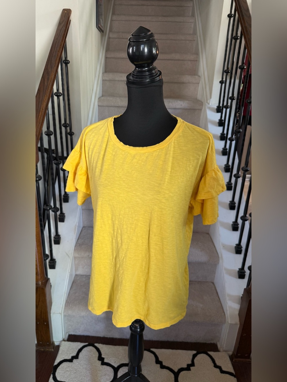crown & ivy Bright Yellow Ruffle Sleeve Tee